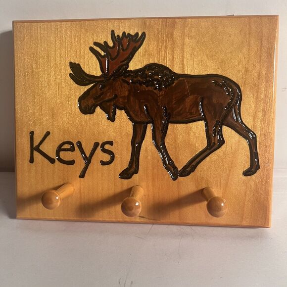Wooden Key Holder Moose Design - Picture 2 of 10